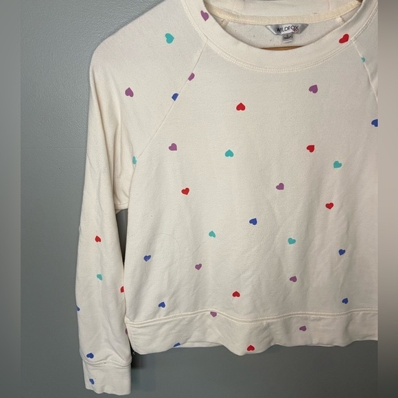 Wildfox Sommers Sweatshirt Natural Multicolor Heart Motif 2000s Y2K - Picture 4 of 7